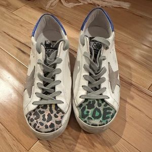 Golden goose leopard blue green superstars